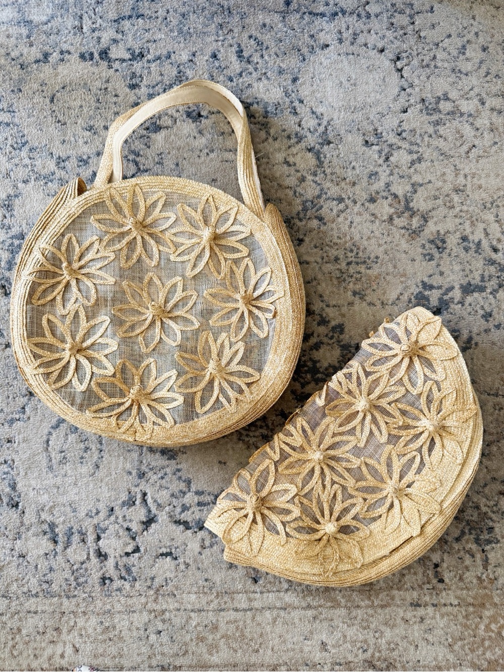 Cult Gaia Lani Straw Half-Moon Clutch & Tote